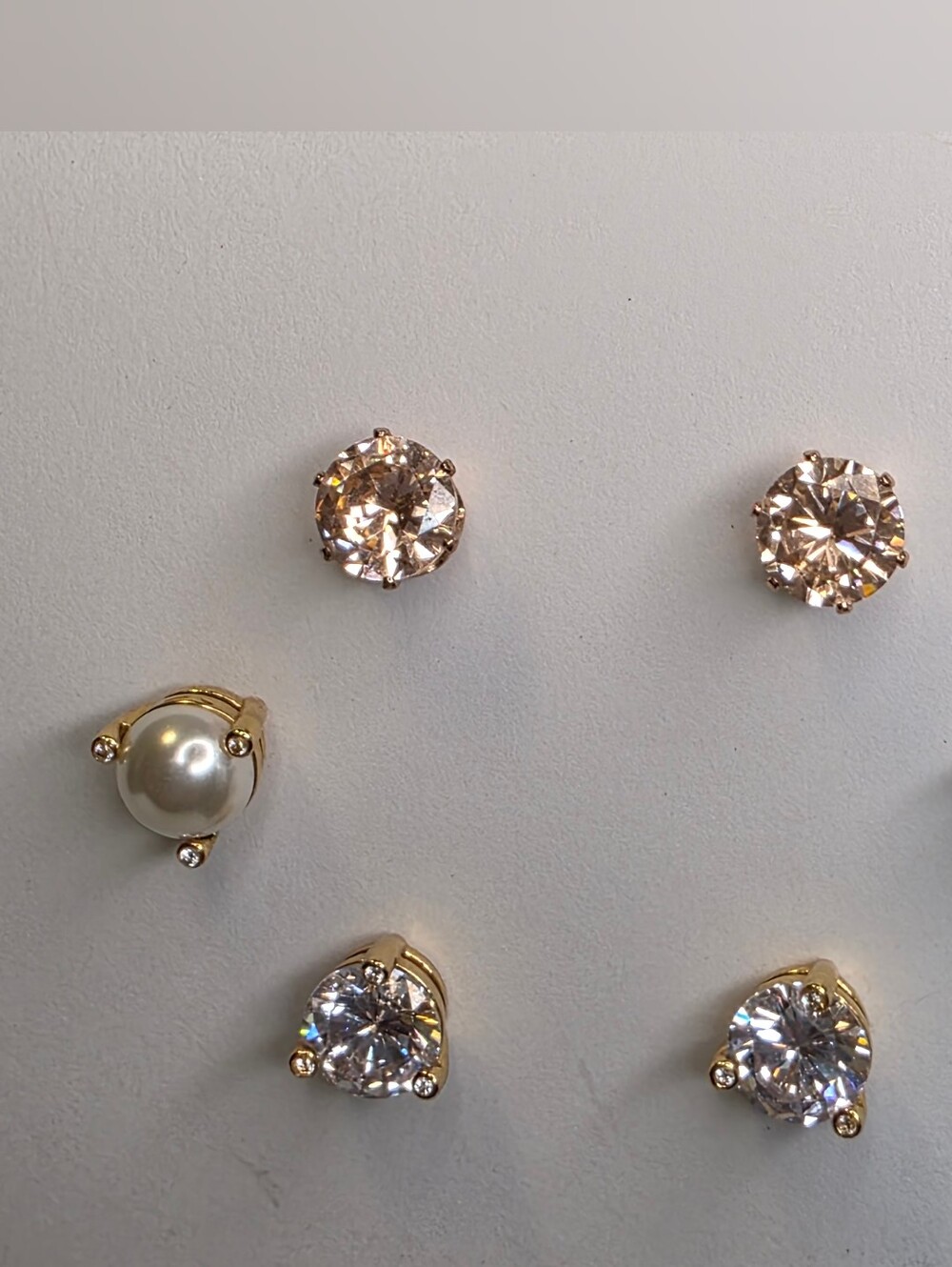Kate Spade Rise & Shine Stud Earring Set Pearl CZ Plus Bonus Rose Gold Studs